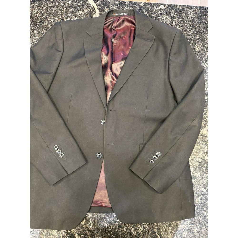Gino Valentino Black Sport Coat Blazer Jacket Men Italian Wool 40R